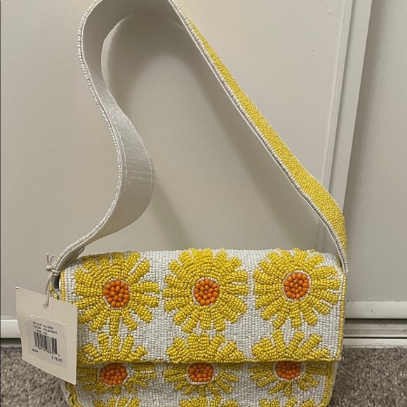 Sol & Mer Yellow Floral Beaded Shoulder Bag - Picture 2 of 11